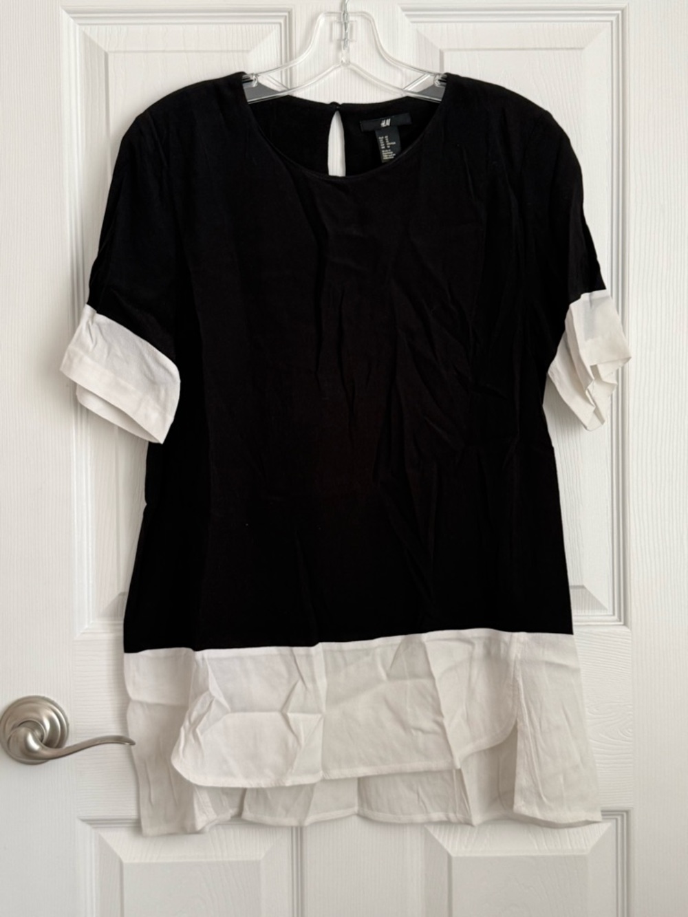 H&M Black and White Layered Short-Sleeve Tunic